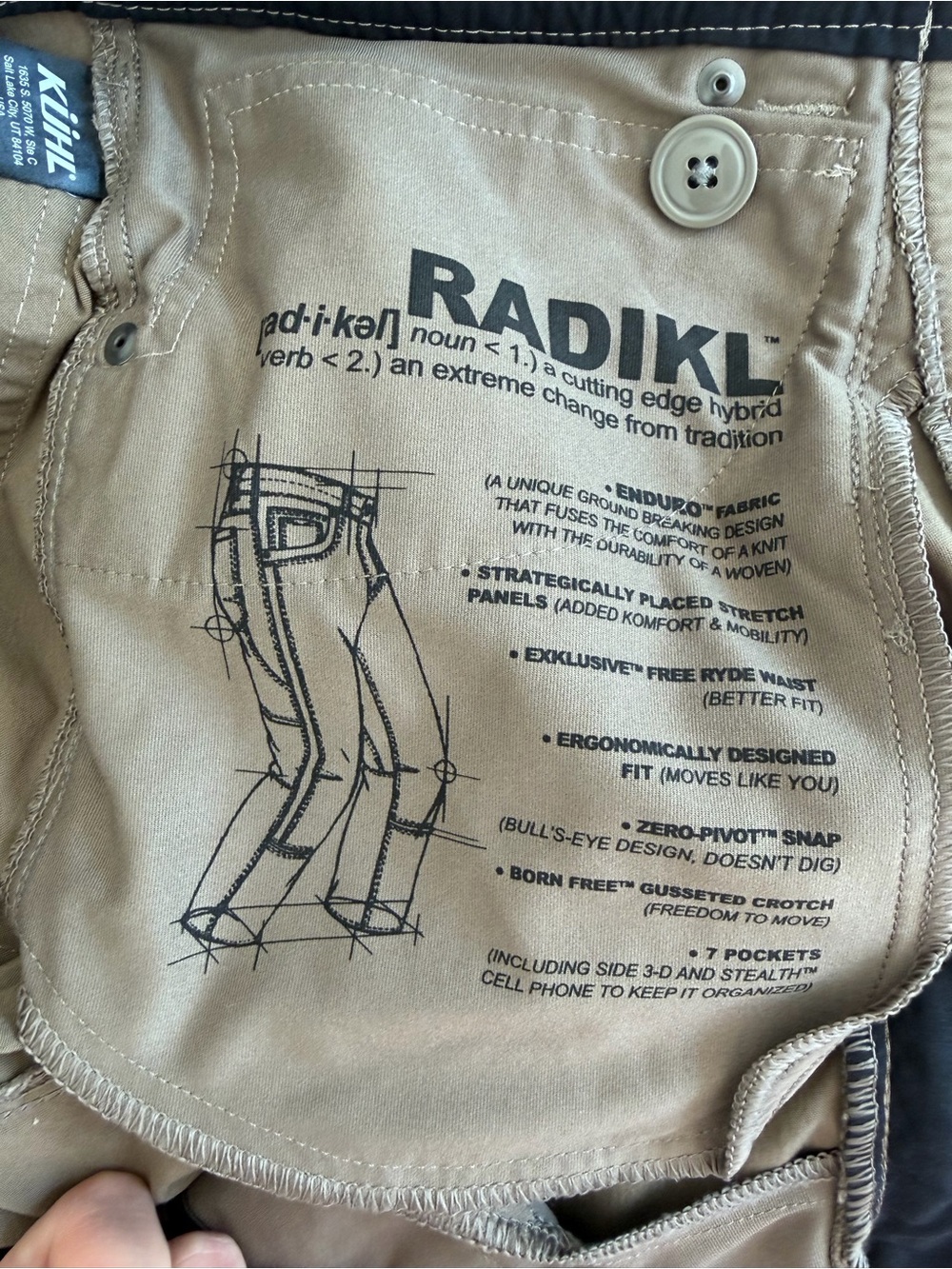 KÜHL Radikl Pants Mens 31x30 Dark Khaki Hiking Outdoor Stretch 7 Pocket - Picture 7 of 10